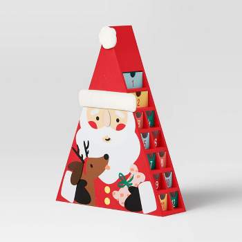 16" Wood Santa Christmas Countdown Sign Red/White - Wondershop™