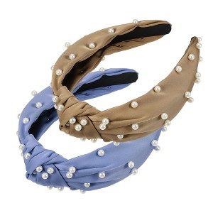 Unique Bargains Women's Faux Pearl Decor Knotted Headband - 1 of 4