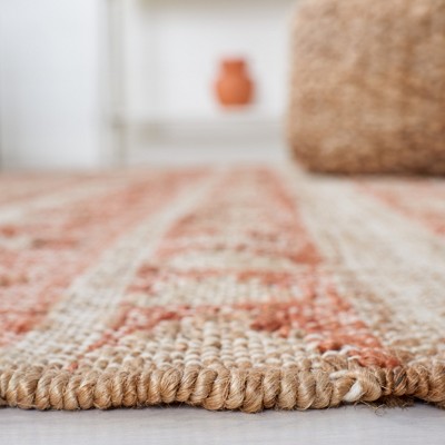 Handmade Red and Beige Wool Cotton 8' x 10' Reversible Flat Woven Rug