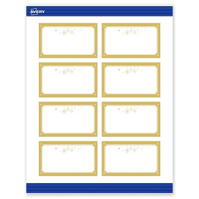 Avery Business Cards, 2" x 3.5", Gold-Metallic Ornaments, Matte, 80