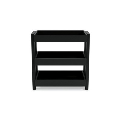 Gray Rectangular Wood Shelf Accent Table with Three Trays