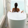 Floor Mount Bathtub Faucet Freestanding Tub Filler Standing High Flow Shower Faucets with Handheld Shower Mixer Taps Swivel Spout - 2 of 4