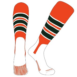 PEAR SOX OTC Baseball Softball Stirrup Socks (C, 7in) Orange, White, Forest Green (L) - 1 of 3