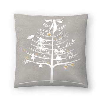 White Ornament Tree Ii by Pi Holiday Collection -  14" x 14" Throw Pillow - Americanflat