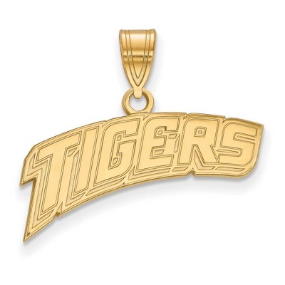 Black Bow Jewelry 14k Yellow Gold Plated Sterling Silver Louisiana State Fighting Tigers NCAA Medium Pendant