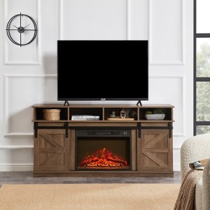 GlasFlength TV Stands and Consoles Modern Minimalist TV Stand with Open Storage for Living Room Brown,58”*15.5”*29.4" - 1 of 4