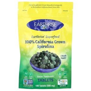 Earthrise 100% California Grown Spirulina, 3,000 mg, 180 Tablets (500 mg per Tablet) - 1 of 2