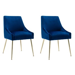 WestinTrends Upholstered Performance Velvet Accent Chair With Metal Leg (Set of 2) - 1 of 4