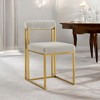 HomeRoots Set of Two Gray And Gold Upholstered Polyester Open Back Dining Side Chairs - 2 of 4