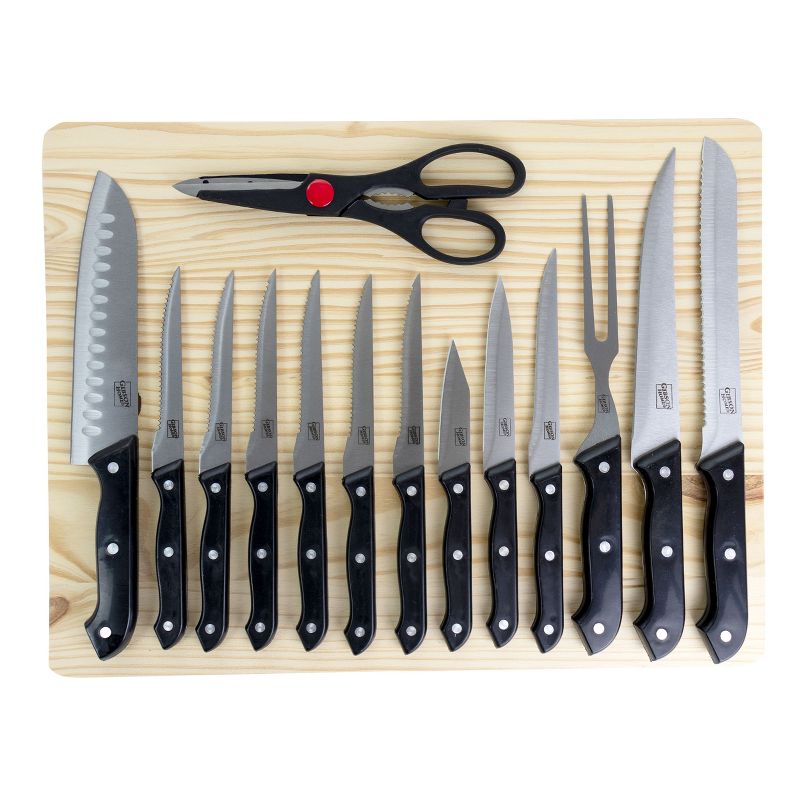 Gibson Home Wildcraft 15 Piece Stainless Steel Cutlery Set with Pine Wood Cutting Board, 1 of 15
