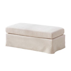 TiramisuBest Modern Upholstered Chenille Ottoman,46" Square Footstool with Sturdy Metal Legs for Living, Bedroom, Entryway, and Office, Beige - 1 of 4