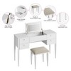 47“ Makeup Vanity Desk with Flip Top Mirror and Lights, 3 Lighting Mode, Make Up Vanity with Chair - 2 of 4