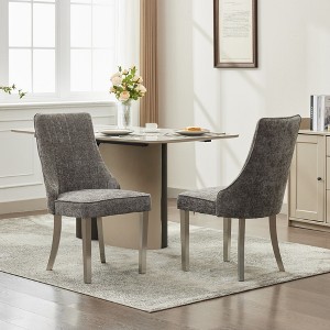 Okak Chenille Dining Chairs Set of 2, Modern Kitchen Chairs with Comfy Fabric Upholstered, Accent Chairs with Stainless Steel Plating Legs - 1 of 4