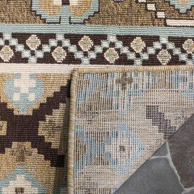 Round Blue Floral 47" Synthetic Indoor/Outdoor Easy-Care Rug