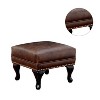 Simple Relax Leatherette Square Ottoman with Nailhead Trim in Rustic Brown - 3 of 4