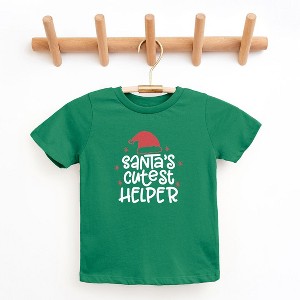 The Juniper Shop Santa's Cutest Helper Glitter Toddler Short Sleeve Tee - 3T - Kelly - 1 of 3