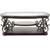 KTMBDW Retro Glass Coffee Table, Modern Center Table with Marble Middle Shelf and Metal Serpentine Legs for Living Room Home Office, Brown - 4 of 4
