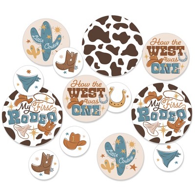 My First Rodeo - Little Cowboy 1st Birthday Party Giant Circle Confetti - Party Decorations - Large Confetti 27 Count
