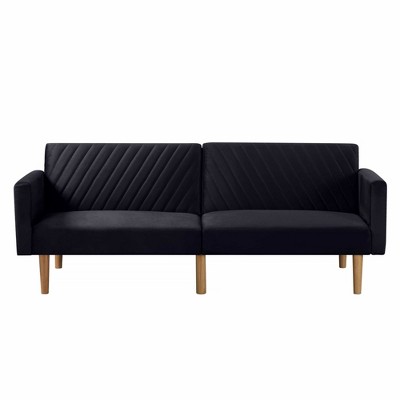 77.2” Futon Sofa Bed,Multi-functional Split-back Design Convertible Sofa,Twin Size Futon Sleeper,Perfect for Small Spaces,Black