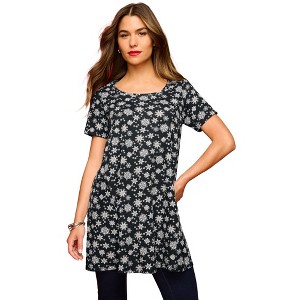 Roaman's Plus Size Cotton Ultimate Scoopneck Swing Tunic - 1 of 4