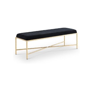 Meridian Furniture,Valley Chenille Fabric Bench - 1 of 4