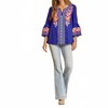 Women's Split Neckline And Bell Sleeve Embroidered Top -plus - Savanna Jane - 4 of 4