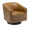 Okak Modern 360° Swivel Chair Accent Chair with Soft Cushion Barrel Sofa Chair with Wood Garland Base for Lounge Bedroom Office, Camel - 3 of 4