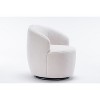 Gulches Ivory White Teddy Fabric Swivel Barrel Accent Chair - 360° Swivel Armchair with Black Powder-Coated Metal Ring, 250lbs - 3 of 3