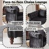 81-inch Chenille Face-to-face Chaise Lounge with Two Pillows,Nailhead trim,Button Tufted Design and Rolled Arms for Lounge, Living room and Office - 4 of 4