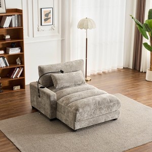 Aortzio Modern Channel Tufted Sleeper Sofa With Cup Holders and Mobile Phone Holder - 1 of 4