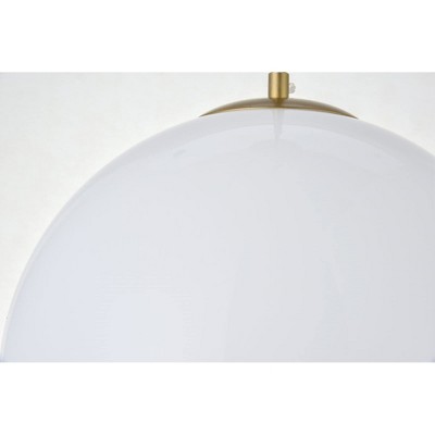 Elegant Brass and Frosted White Glass Globe Pendant Light