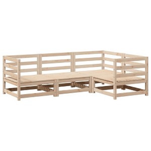 vidaXL Patio Sofa Set - 4 Piece Outdoor Garden Furniture, Solid Pine Wood, Modular Design, Slatted for Airflow. - 1 of 4