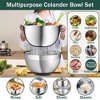Itopfox Stainless Steel Mixing Bowls Set with Airtight Lids, Colander & Grater, Non-Slip Bottoms, Great for Mixing & Serving, Black - 4 of 4
