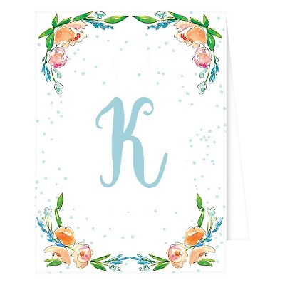 10ct "K" Monogram Floral Crest Note Cards Collection White