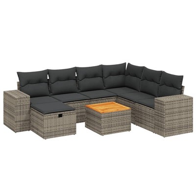 vidaXL Garden Sofa Set Grey, Dark Grey