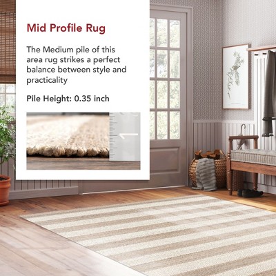 Beige Stripe Flat Woven Handmade Reversible 4' x 6' Rug
