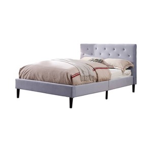 Raiden Flannelette Upholstered Full Bed Light Gray - miBasics