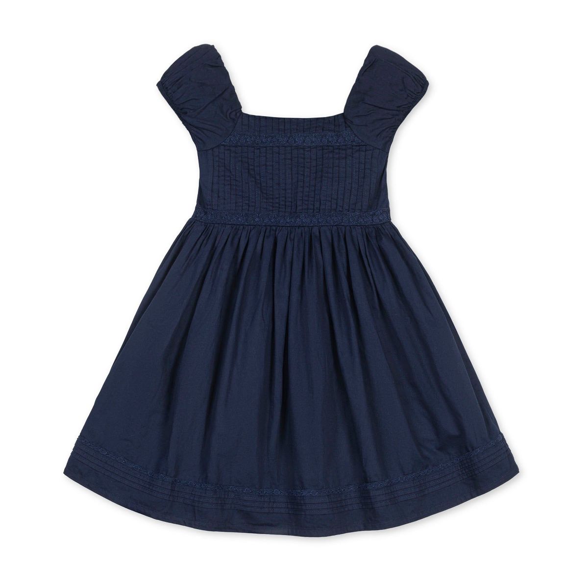 Hope & Henry Girls' Organic Puff Sleeve Pintuck Sateen Party Dress, Kids