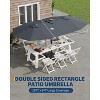 15FT Large Patio Umbrella with Base, Outdoor Double-Sided Rectangle Market Umbrella Outside Umbrellas for Poolside Lawn Backyard - 3 of 4