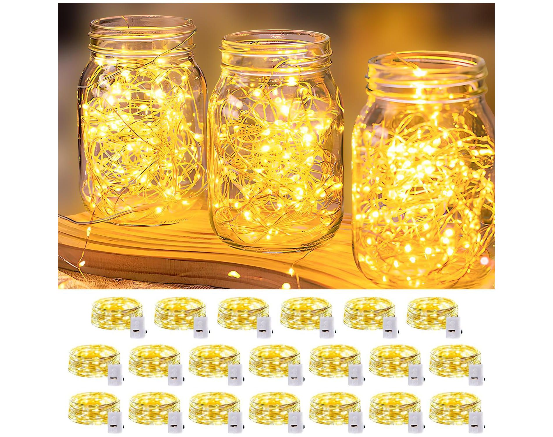FAAYFIAN 20-Pack 7 ft 20-LED Mini Fairy Lights, Battery Operated String Lights with 3 Modes