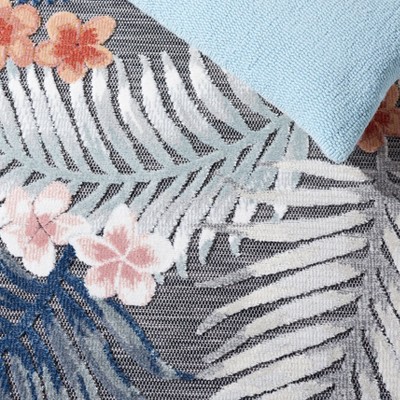 Luxe Cabana Black/Rust Floral 7' Square Synthetic Area Rug