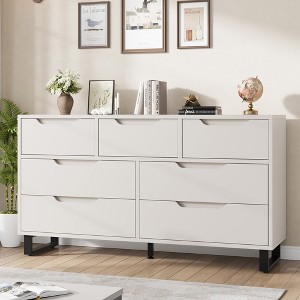 Garvee 7 Dresser for Bedroom, 55" Wide Dresser, Freestanding Horizontal Drawer with Storage, Wooden Closet Chest Storage for Bedroom - 1 of 4