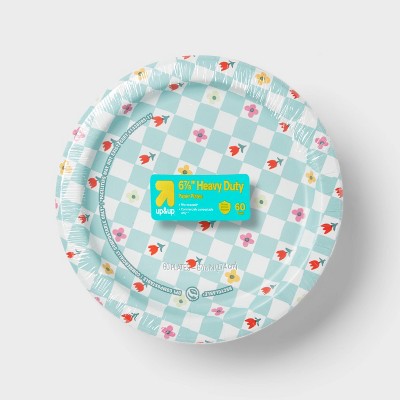 Disposable Plates - Floral Check - 60ct - 7" - up&up™