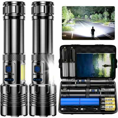 MaseiKar Flashlights High Lumens Rechargeable, 2 Pack LED Flashlight 2000 Lumen, Super Bright Flash Light Battery Powered with 7 Light Modes