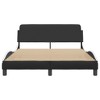 vidaXL Bed Frame with Headboard - Black/White Faux Leather, Full Size (53.9"x74.8") - Sturdy Legs, Plywood Slats, Waved Side Design - 3 of 4