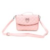 Disney Vegan Leather Fold Over Cross Body Bag for Women, Minnie Mouse Ears and Bow Icon with Mini Faux Pearls, Pink - 4 of 4