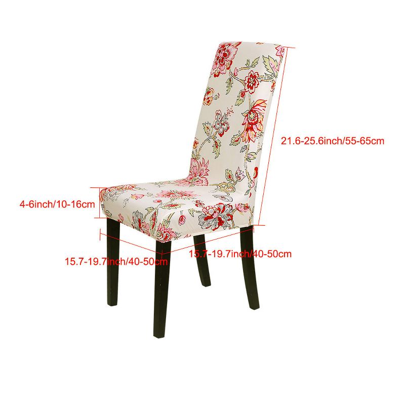 PiccoCasa Polyester Spandex Floral Prints Fit Home Dining Chair Slipcovers Multicolored 1 Pc, 3 of 7