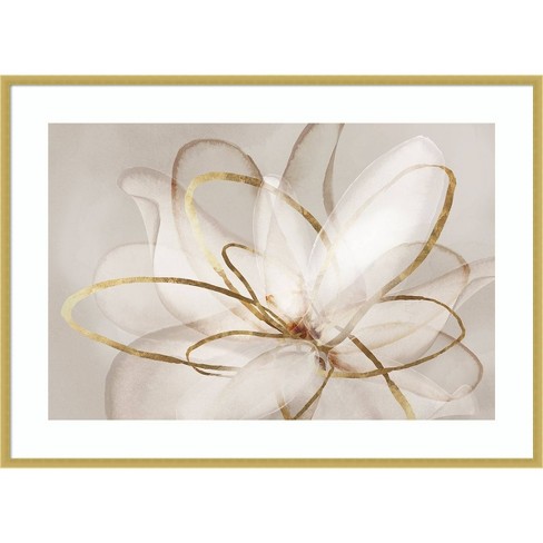 Elegant golden white flowers 3D canvas pictures - TenStickers