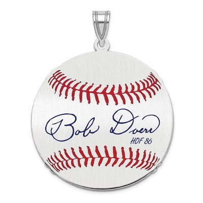 Black Bow Jewelry Sterling Silver Bobby Doerr Signature LG Enamel Baseball Pendant