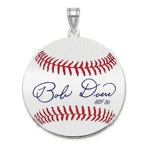Black Bow Jewelry Sterling Silver Bobby Doerr Signature LG Enamel Baseball Pendant - 1 of 4